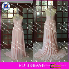 ED Bridal Elegante e Sexy Beaded Halter A Line Backless Long Peach Chiffon Evening Dress 2017